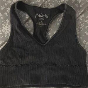 MadRag Black Ribbed Crop Top